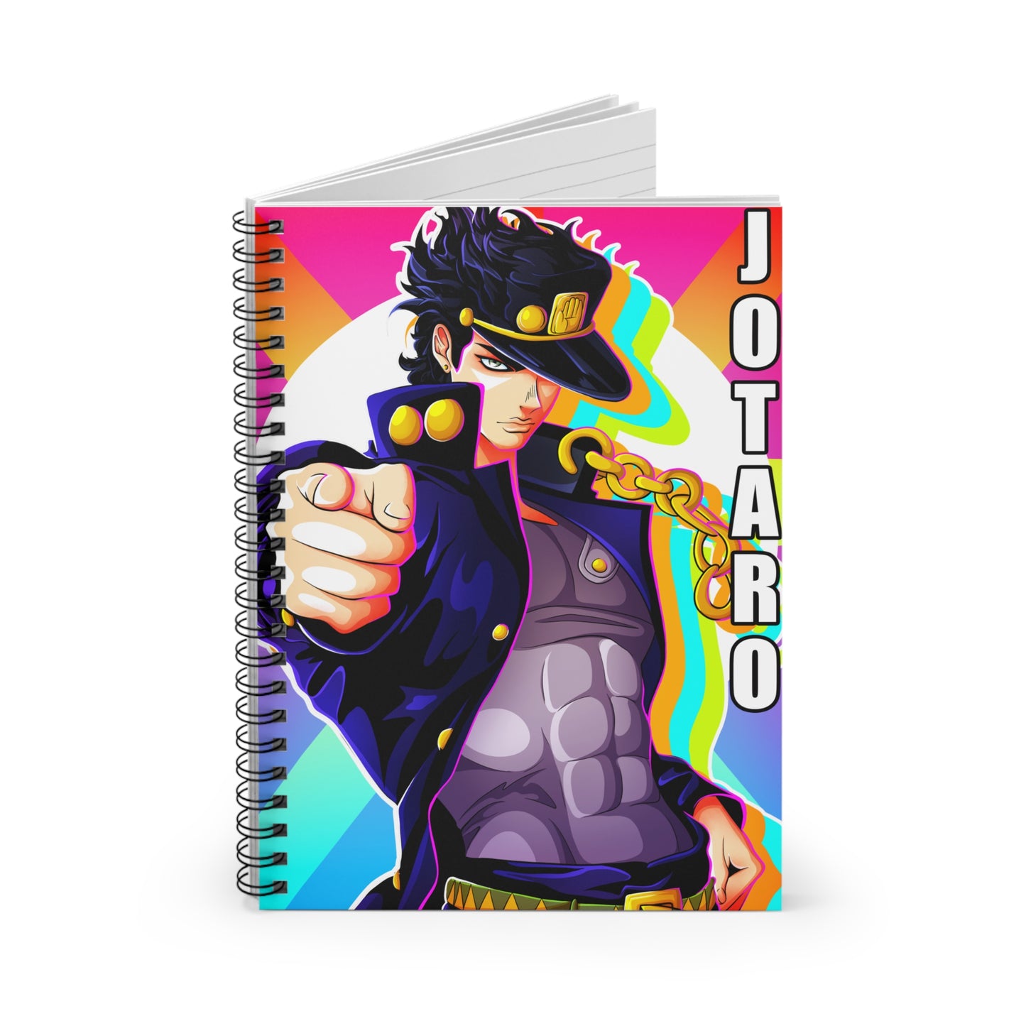 Vibrant Anime-Inspired Spiral Notebook with Jojo Design, Journal, Sketchbook, Gift for Artists, Fans, Students