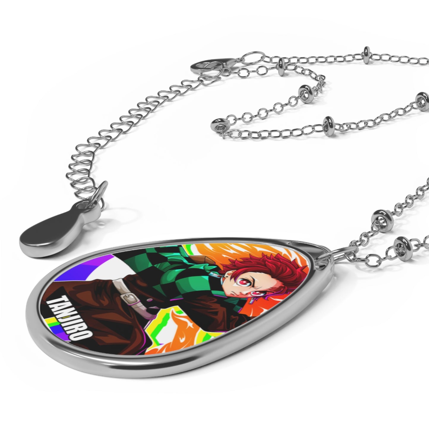 Anime-Inspired Oval Necklace, Devil Slayer Jewelry, Unique Gift for Fans, Trendy Cosplay Accessory, Stylish Pendant for Any Occasion