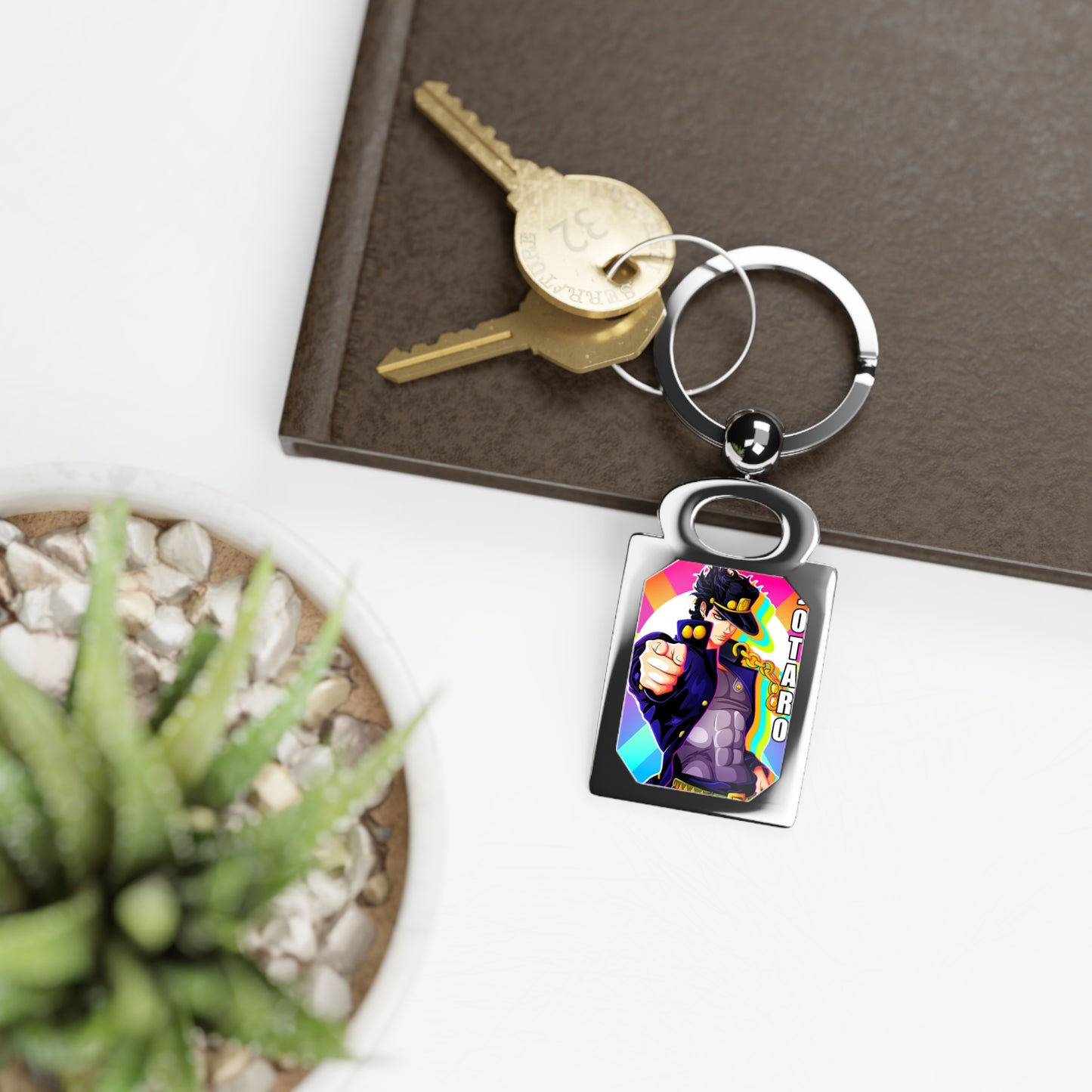 Anime Jojo Vibrant Rectangle Photo Keyring with Custom Design, Personalized Keychain Gift, Collectible Charms, Ideal for Birthdays, Motivational