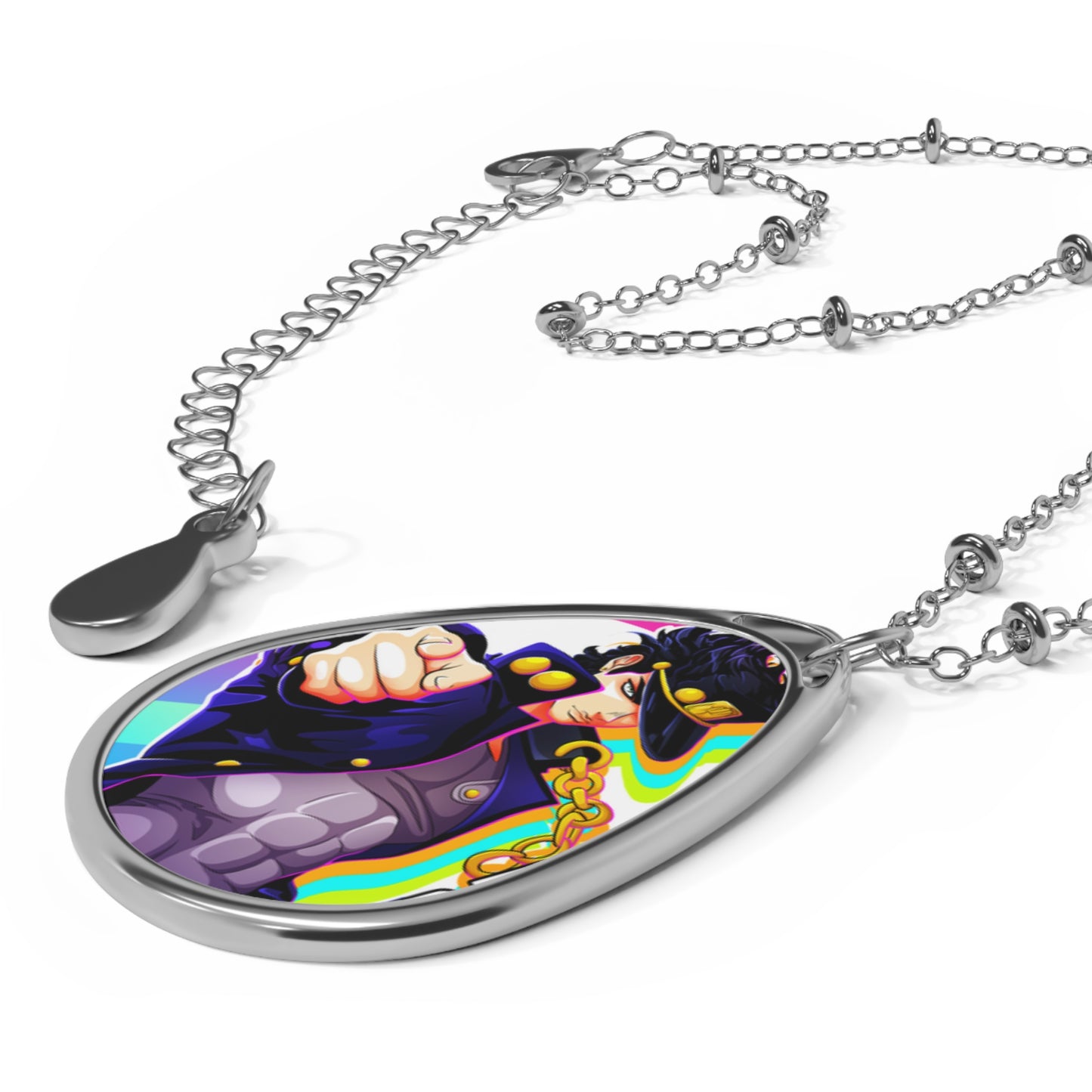 Jojo Anime Stylish Oval Necklace with Unique Design, Statement Jewelry, Gifts for Him/Her, Casual Everyday Wear, Trendy Accessories