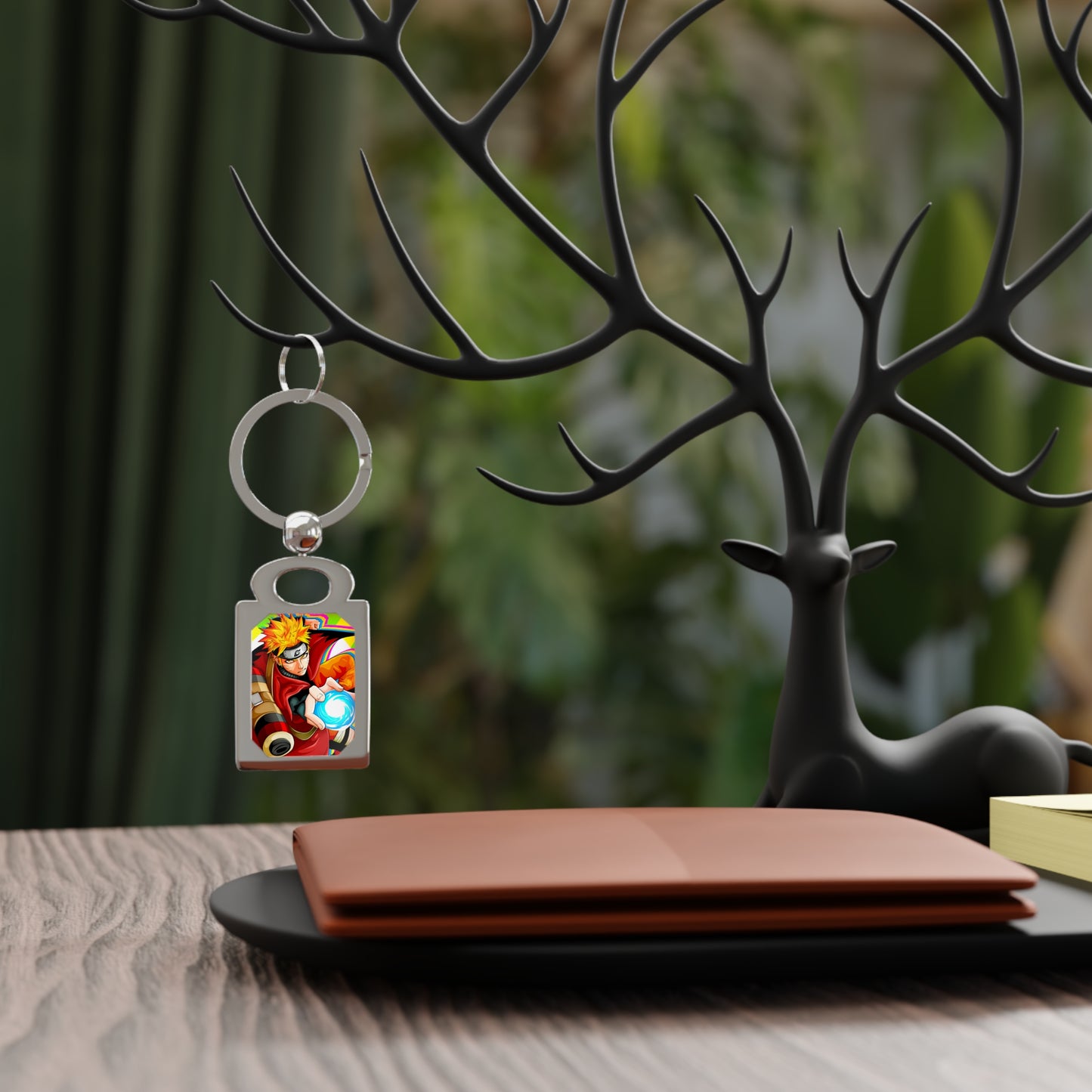 Nine Tailed Fox Rectangle Photo Keyring, Anime Keychain, Gift for Fans, Customizable Key Holder, Perfect for Birthdays, Collectibles