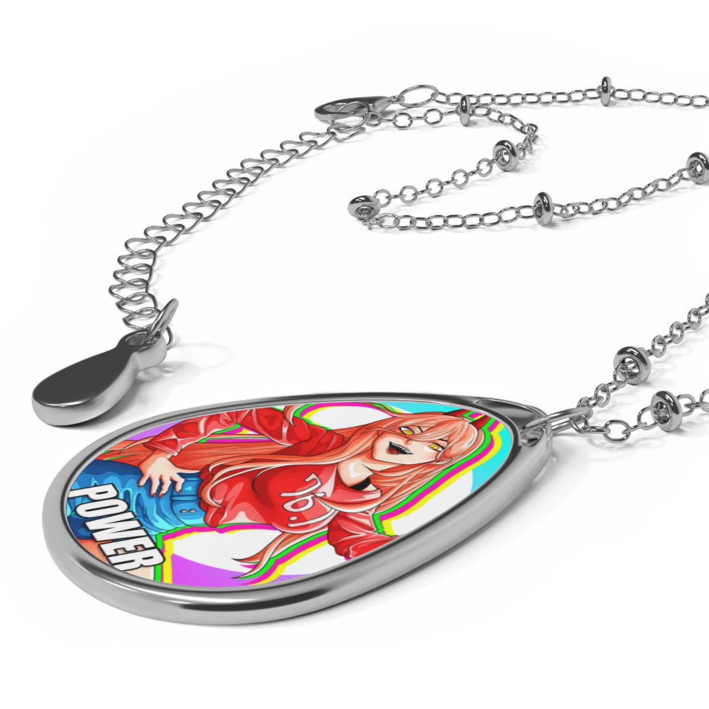 Empowered Oval Necklace, Statement Jewelry, Anime Inspired, Unique Oval Pendant, Motivational Necklace, Everyday Wear Accessory
