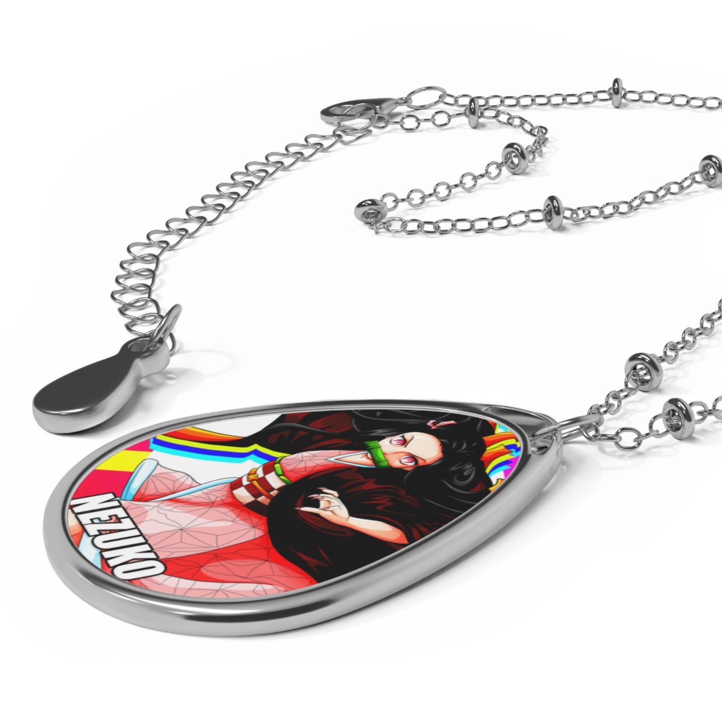 Demon Sister Oval Necklace, Anime Jewelry, Cute Gift for Fans, Kawaii Accessory, Unique Pendant, Cosplay Jewelry
