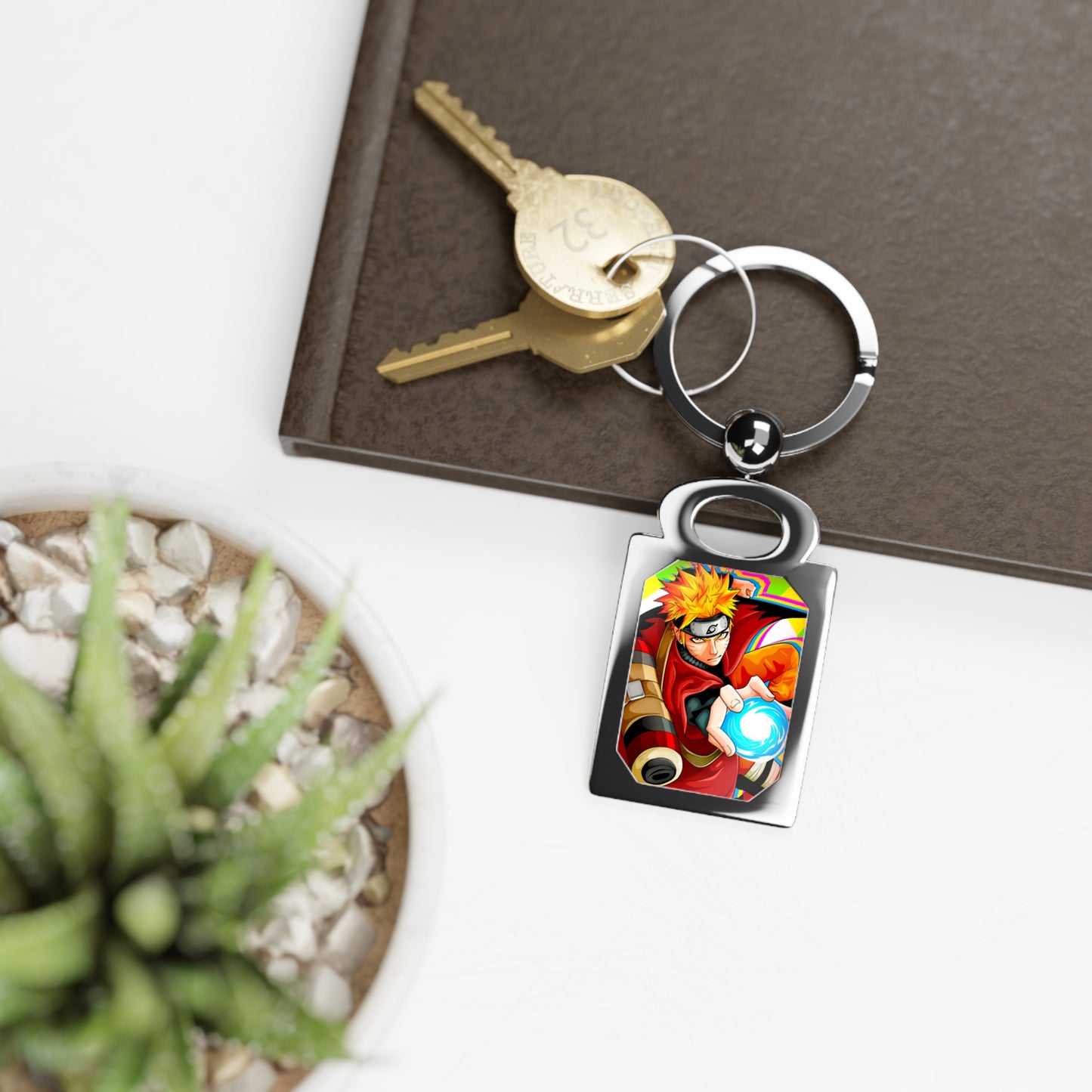 Nine Tailed Fox Rectangle Photo Keyring, Anime Keychain, Gift for Fans, Customizable Key Holder, Perfect for Birthdays, Collectibles
