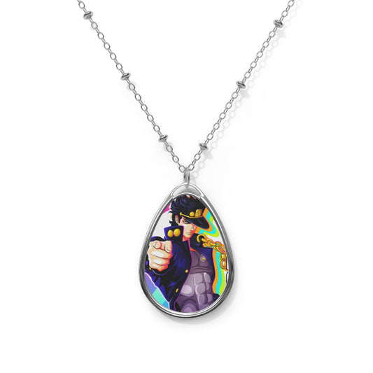 Jojo Anime Stylish Oval Necklace with Unique Design, Statement Jewelry, Gifts for Him/Her, Casual Everyday Wear, Trendy Accessories