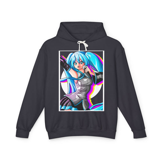 Unisex Lightweight Hooded Sweatshirt - Hatsune Miku Graphic & Text Design - Perfect for Anime Fans