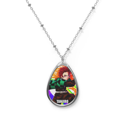 Anime-Inspired Oval Necklace, Devil Slayer Jewelry, Unique Gift for Fans, Trendy Cosplay Accessory, Stylish Pendant for Any Occasion