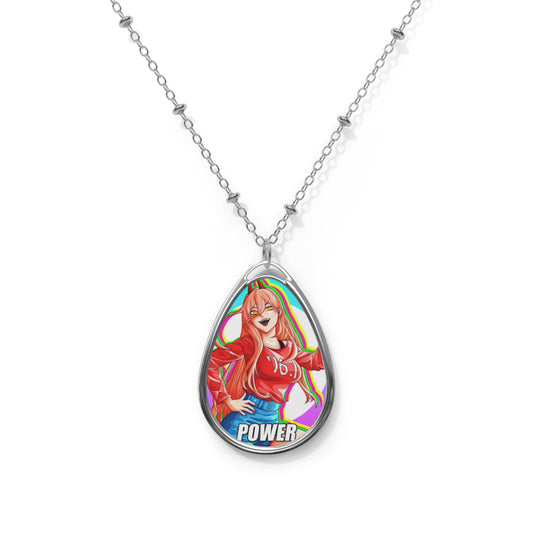 Empowered Oval Necklace, Statement Jewelry, Anime Inspired, Unique Oval Pendant, Motivational Necklace, Everyday Wear Accessory
