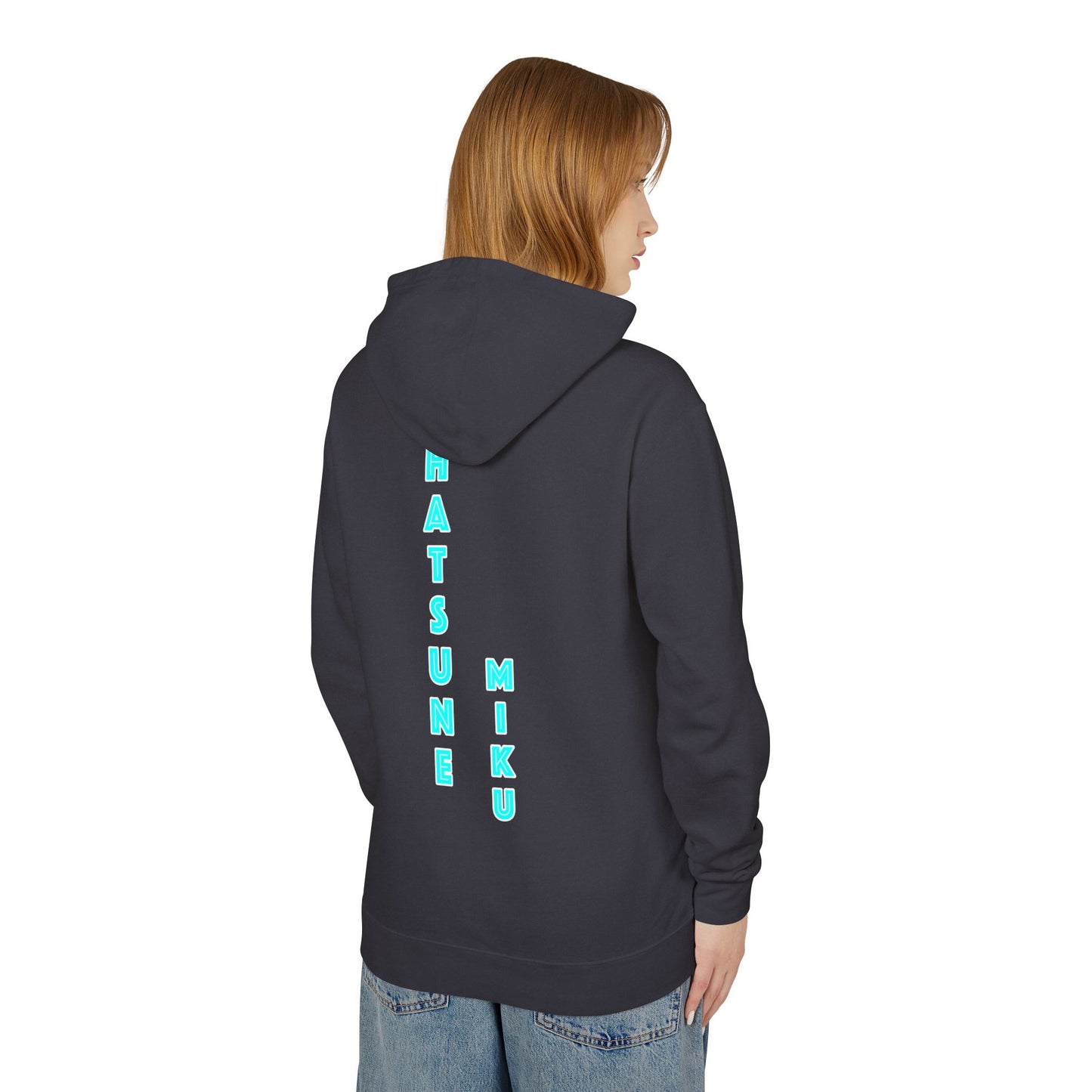 Unisex Lightweight Hooded Sweatshirt - Hatsune Miku Graphic & Text Design - Perfect for Anime Fans