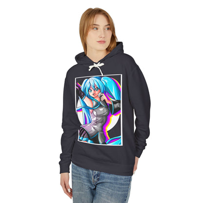 Unisex Lightweight Hooded Sweatshirt - Hatsune Miku Graphic & Text Design - Perfect for Anime Fans