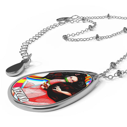 Demon Sister Oval Necklace, Anime Jewelry, Cute Gift for Fans, Kawaii Accessory, Unique Pendant, Cosplay Jewelry