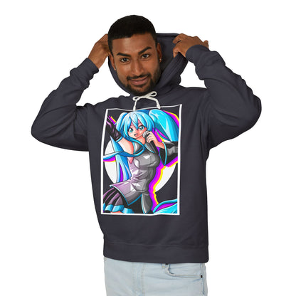 Unisex Lightweight Hooded Sweatshirt - Hatsune Miku Graphic & Text Design - Perfect for Anime Fans